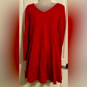 Old Navy women’s red dress. 100% polyester. Has lots of stretch to it.